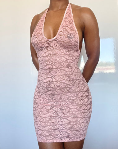 The Blush Rose Halter Mini Dress | LA